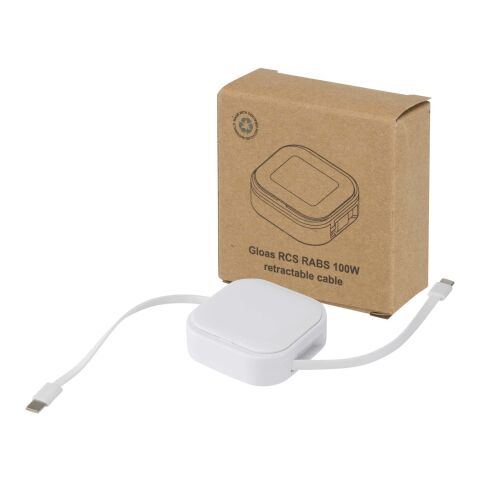 Gloas Aufrollbares 5 in 1 Kabel aus Recyclingmaterial mit Datensynchronisierung und 100 W Schnellladefunktion sowie Smartphone Toolkit Standard | weiß | ohne Werbeanbringung | Nicht verfügbar | Nicht verfügbar