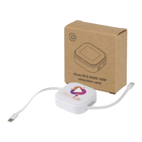 Werbeartikel Gloas Aufrollbares 5 in 1 Kabel aus Recyclingmaterial mit Datensynchronisierung und 100 W Schnellladefunktion sowie Smartphone Toolkit –