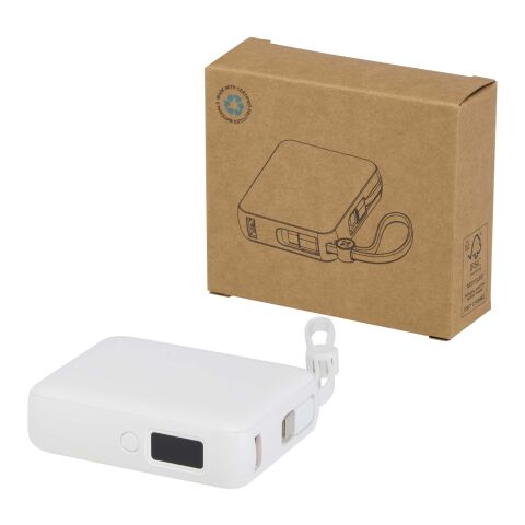 Acrux 35 W 10.000 mAh Tablet Powerbank mit integriertem Typ-C-Kabel aus recyceltem Kunststoff Standard | weiß | ohne Werbeanbringung | Nicht verfügbar | Nicht verfügbar