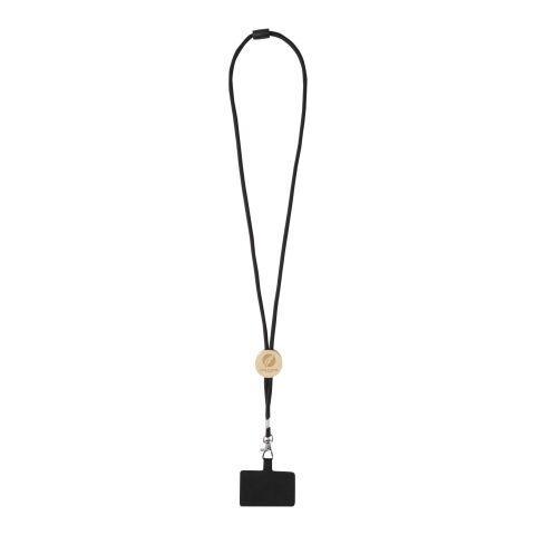 Werbeartikel Adhab Smartphone Lanyard mit Bambusdetails | schwarz | mit Logo bedrucken