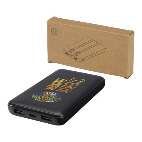 Adhil 10 W 10.000 mAh Powerbank aus recyceltem Kunststoff mit 2 integrierten Kabeln