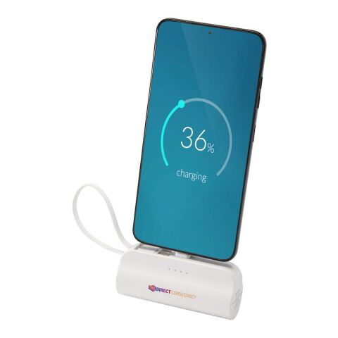 Alnair 10 W 5000 mAh Typ C Powerbank aus recyceltem Kunststoff mit integriertem Klappständer und 2 in 1 Kabel Standard | weiß | ohne Werbeanbringung | Nicht verfügbar | Nicht verfügbar