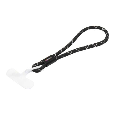 Werbeartikel Arich Smartphone Armband aus recyceltem Kunststoff – schwarz – mit Logo bedruckt