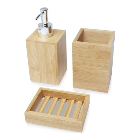 Hedon 3-teiliges Bambus Badezimmer-Set Standard | beige | ohne Werbeanbringung | Nicht verfügbar | Nicht verfügbar