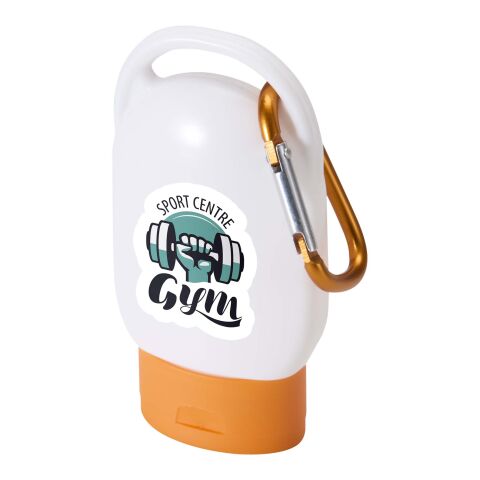 Sommer-Werbemittel Sonnencreme Rosie LSF 30 – orange – mit bedrucktem Etikett 48h Express-Druck für Strand-Promotions