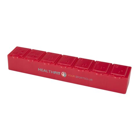 48h Express-Druck Werbeartikel Dose 7 Tage Multivitamin Organizer – rot – mit Logo bedruckt