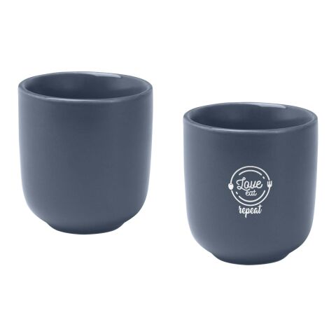 Werbeartikel Male 2er-Set 90 ml Keramik Espressotassen in modernem Design mit glatter Oberfläche für Kaffeebars – Hale Blue – mit Logo bedruckt