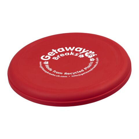 Werbeartikel Orbit Frisbee aus recyceltem Kunststoff – rot – mit Logo bedruckt