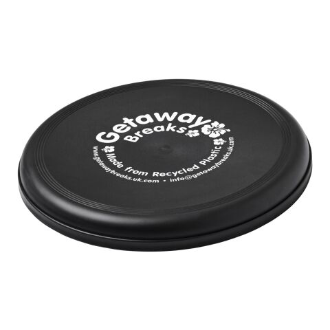 Werbeartikel Frisbee Orbit – schwarz – mit Logo bedruckt nachhaltiges Werbegeschenk aus recyceltem Kunststoff für Events