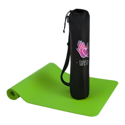 Mitarbeitergeschenk Yogamatte Virabha – grün – mit Logodruck 173x61x0,6cm rutschfeste Sportmatte für Fitnessstudios & Gyms