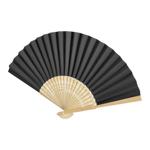 Kundengeschenk Handfächer Carmen – schwarz – mit Logo bedruckt 48h Express-Druck nachhaltig aus Bambus für Outdoor-Events