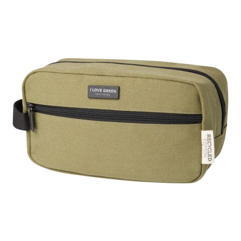48h Express-Druck Werbeartikel Joey Kosmetiktasche aus GRS recyceltem Canvas 3,5 L – olive – mit Logo bedruckt