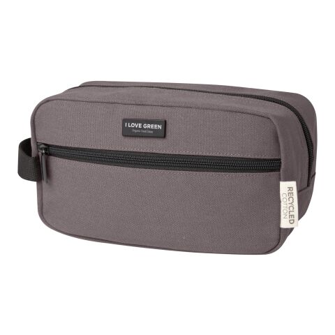 Werbeartikel Joey Kosmetiktasche aus GRS recyceltem Canvas 3,5 L – grau – Kosmetiktaschen, Kulturbeutel & Schminktaschen mit Logo bedruckt