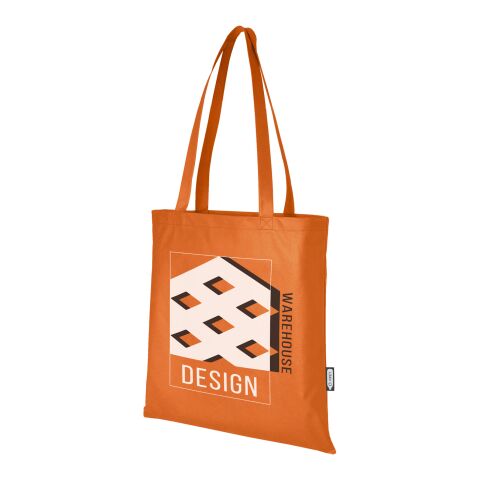 Werbeartikel Zeus Non Woven große Tragetasche 6 L aus GRS Recyclingmaterial 6 L – orange – mit Logo bedruckt