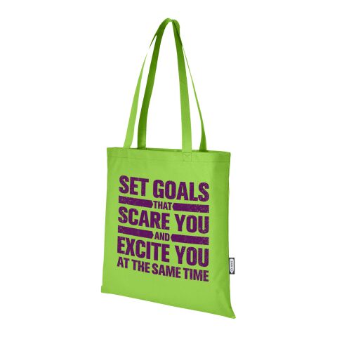 Werbeartikel Zeus Non Woven große Tragetasche 6 L aus GRS Recyclingmaterial 6 L – limone – mit Logo bedruckt