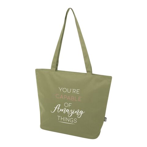 Werbeartikel Panama Tragetasche aus GRS Recyclingmaterial 20 L – olive – Einkaufstasche / Werbetasche mit Logo bedruckt