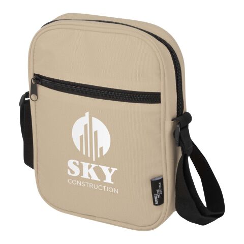 Kundengeschenk Byron Umhängetasche 2 L – oatmeal – mit Logo bedruckt 48h Express-Druck nachhaltig aus rPET für Messen & Promotion