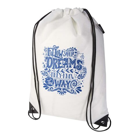 Werbeartikel Evergreen Sportbeutel aus recyceltem GRS Non Woven 5 L | weiss | mit Logo bedrucken