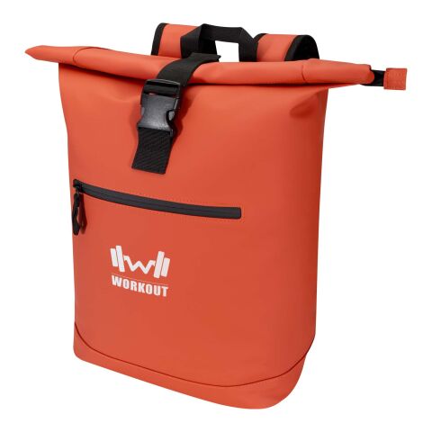 48h Express-Druck Werbeartikel Resi Plus 15" GRS-recycelter Rolltop Rucksack 18 L – brick – mit Logo bedruckt