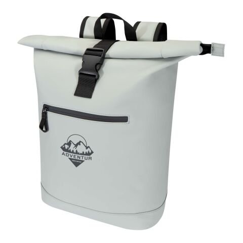 48h Express-Druck Werbeartikel Resi Plus 15" GRS-recycelter Rolltop Rucksack 18 L – grau – mit Logo bedruckt