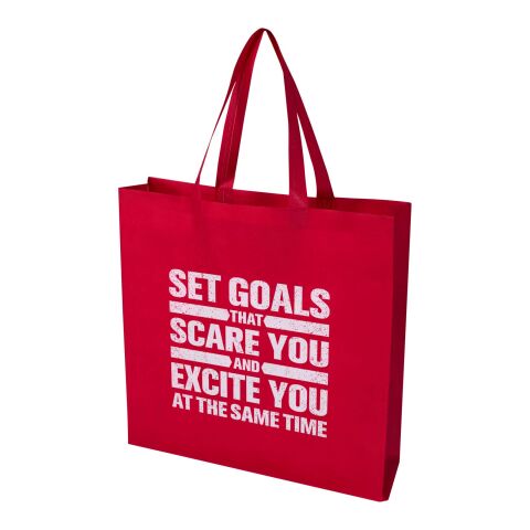 Werbeartikel EcoSeal GRS-recycelte Nonwoven Tragetasche mit Zeitenfalten 12 L – rot – mit Logo bedruckt