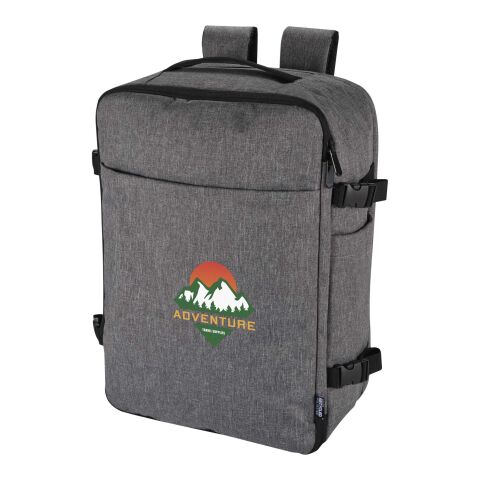 48h Express-Druck Werbeartikel Libra 17" GRS recycelter Kabinenrucksack 25 L – heather grau – mit Logo bedruckt