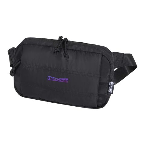 Werbeartikel Puffer GRS recycelte Gürteltasche 1,5L – schwarz – mit Logo bedruckt