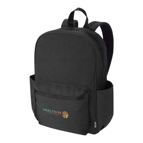 48h Express-Druck Werbeartikel Recanvas 15,6” GRS recycelter City-Rucksack 16L – schwarz – mit Logo bedruckt