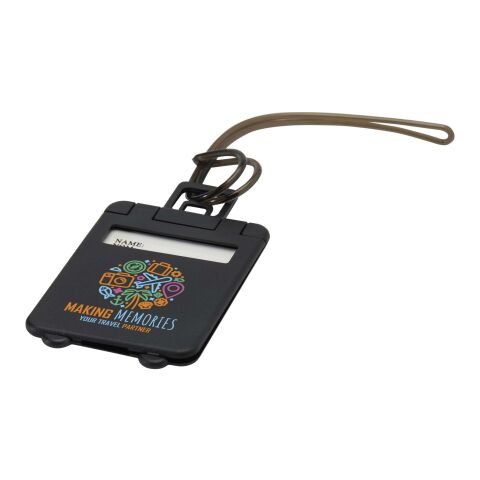 Werbeartikel Traveler Gepäckanhänger – schwarz – mit Logo bedruckt