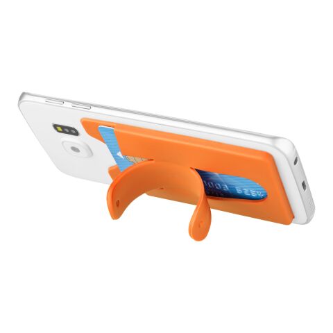 Silikon Kartenfach mit Telefonhalterung Standard | orange | ohne Werbeanbringung | Nicht verfügbar | Nicht verfügbar