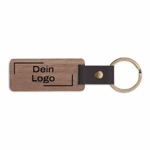 Schlüsselring Walnuss und PU