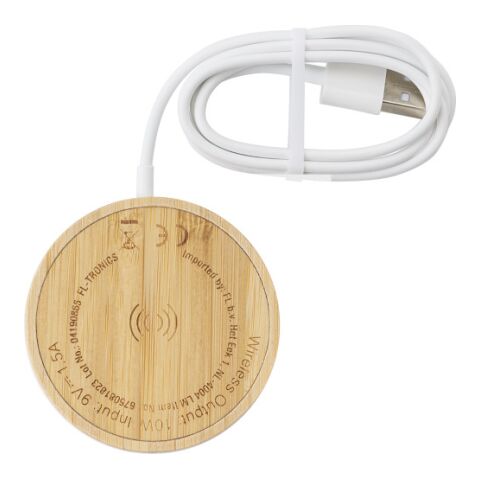 Wireless-Ladegerät aus Bambus inkl. Kabel hellbraun | ohne Werbeanbringung | Nicht verfügbar | Nicht verfügbar
