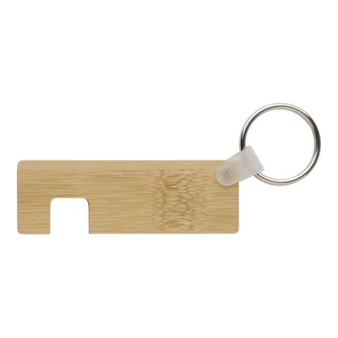 Bambus-Schlüsselanhänger mit Telefonhalterung Braun | ohne Werbeanbringung | Nicht verfügbar | Nicht verfügbar