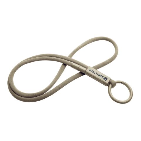 Werbeartikel Tubyard Lanyard mit Band aus recyceltem Kunststoff – kaffeebraun – mit Logo bedruckt