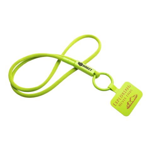 Werbeartikel Schlüsselband Tubyard – gelb – nachhaltig mit Logo bedruckt, mit Telefonhalterung, Sicherheitsverschluss, als Lanyard für Events