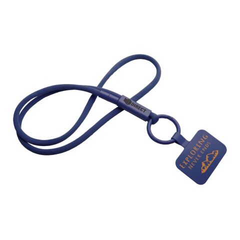 Werbeartikel Tubyard Lanyard mit Telefonhalterung und Band aus recyceltem Kunststoff – moonlight blue – mit Logo bedruckt