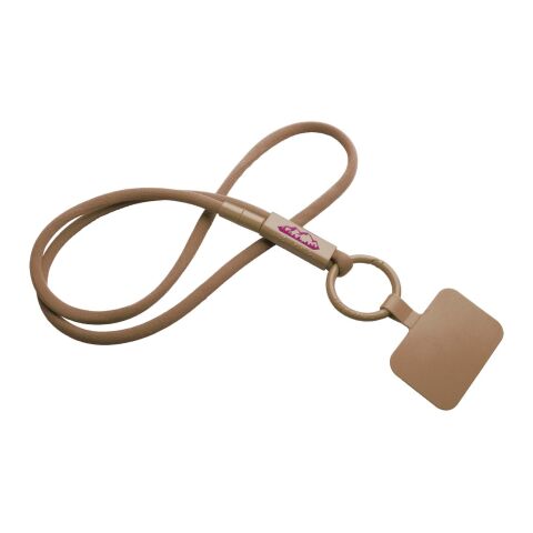 Werbeartikel Tubyard Lanyard mit Telefonhalterung und Band aus recyceltem Kunststoff – bronze – mit Logo bedruckt