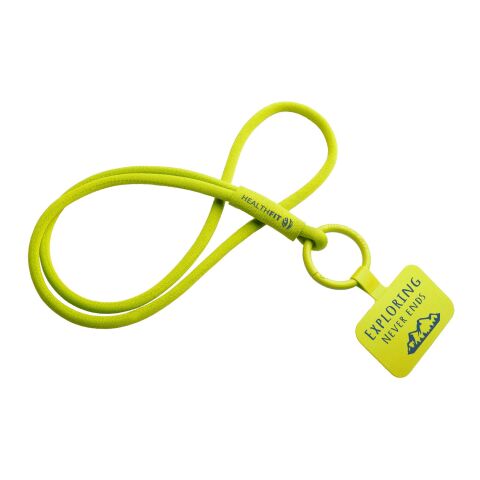 Werbeartikel Tubyard Lanyard mit Telefonhalterung und elastischem Band – gelb – mit Logo bedruckt