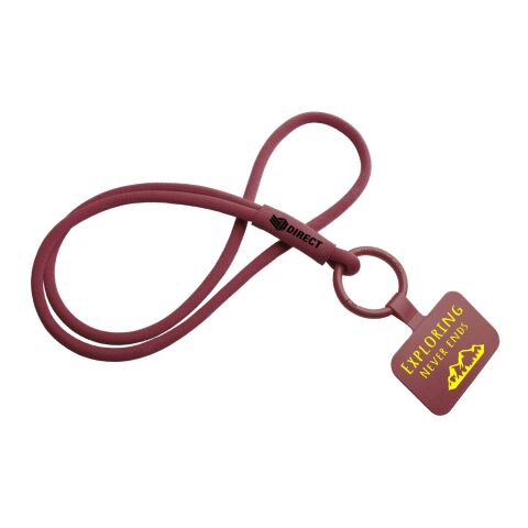 Werbeartikel Tubyard Lanyard mit Telefonhalterung und elastischem Band – bordeaux – mit Logo bedruckt