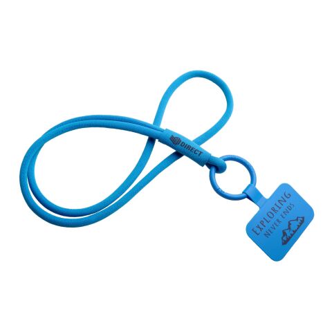 Werbeartikel Tubyard Lanyard mit Telefonhalterung und elastischem Band – himmelblau – mit Logo bedruckt