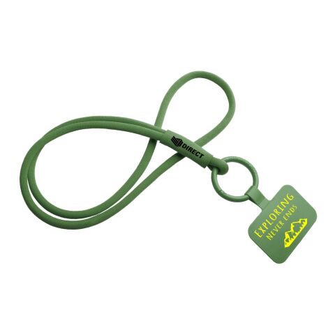 Werbeartikel Tubyard Lanyard mit Telefonhalterung und elastischem Band – olive – mit Logo bedruckt