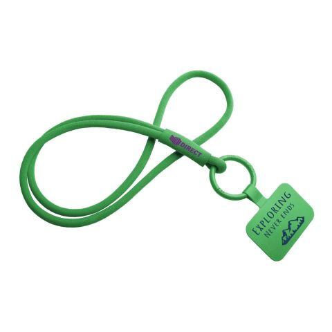 Werbeartikel Tubyard Lanyard mit Telefonhalterung und elastischem Band – grün – mit Logo bedruckt