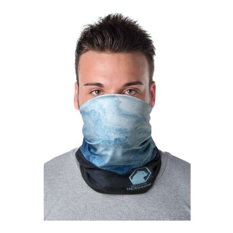 Nachhaltiger Werbeartikel Zoya Sublimation-Multi-Schal aus RPET mit Säumen und Fleece-Schicht – waldgrün – mit Logo bedruckt