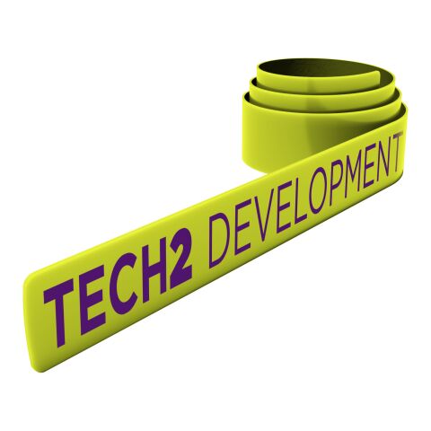 Werbeartikel RFX™ 44 cm reflektierendes TPU Schnapparmband – neongelb  – mit Logo bedruckt