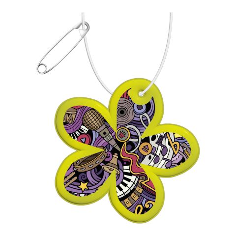 Werbeartikel RFX reflektierender PVC-Aufhänger Blume | neongelb | mit Logo bedrucken