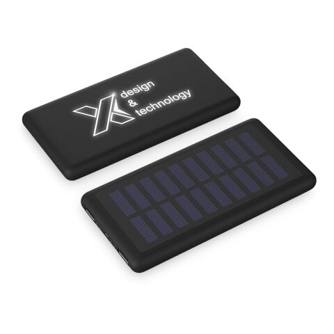 SCX.design P30 8000 mAh Solar Powerbank mit Leuchtlogo schwarz-weiß | ohne Werbeanbringung | Nicht verfügbar | Nicht verfügbar