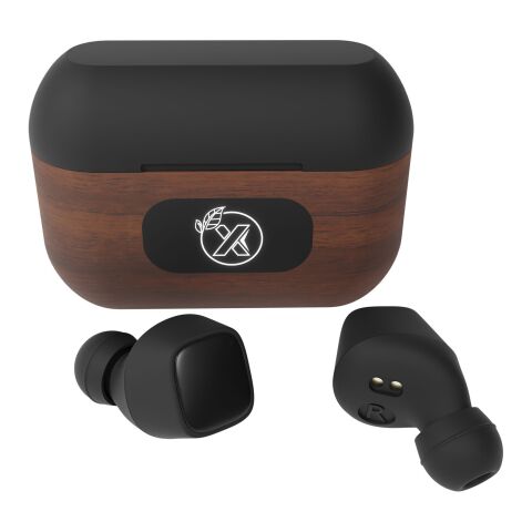 SCX.design E18 True Wireless Ohrhörer mit Leuchtlogo holz-schwarz | ohne Werbeanbringung | Nicht verfügbar | Nicht verfügbar