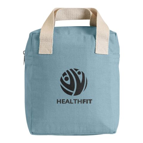 Firmengeschenk Tasche Citizen Green Lunchy – transparent blau – mit Logo bedruckt 100% Bio-Baumwolle 21,5x25x12cm nachhaltige Tragetasche