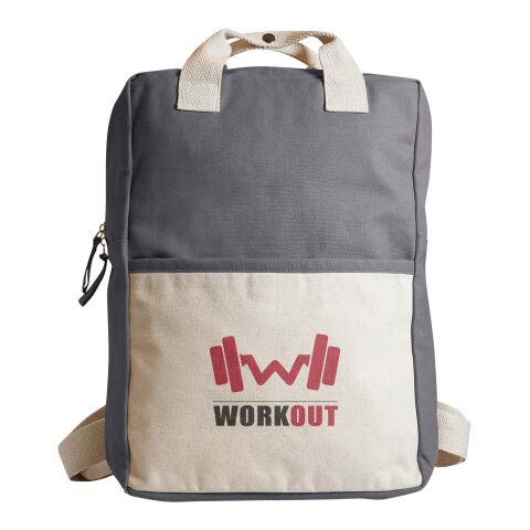 Nachhaltiger Werbeartikel Citizen Green Naturback Rucksack aus Bio Baumwolle – grau – mit Logo bedruckt