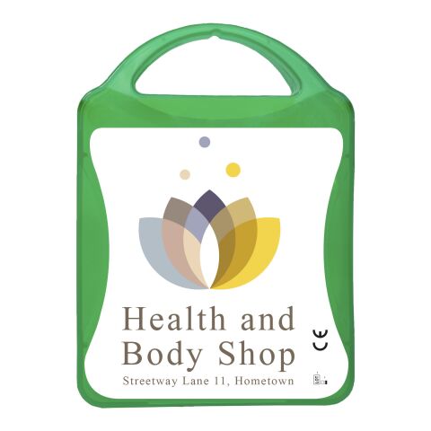 Werbeartikel mykit, first aid, kit – transparent grün – mit Logo bedruckt